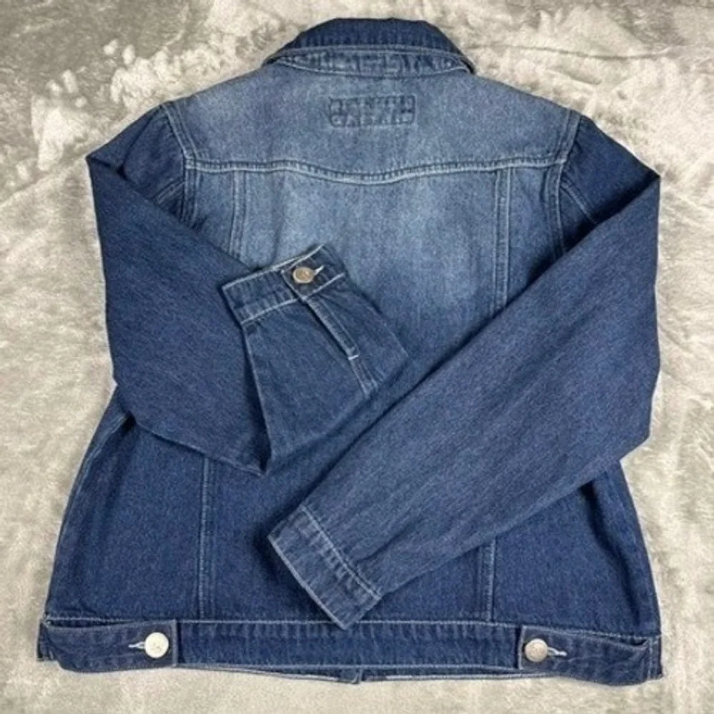Suzanne Betro Denim Jacket‎ Womens L Blue Medium Wash Button Up Classic Trucker